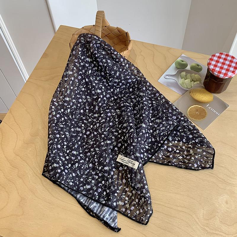 Ladies silk scarf square scarf high-end printing small scarf streamer decorative neck silk scarf waist fart curtain