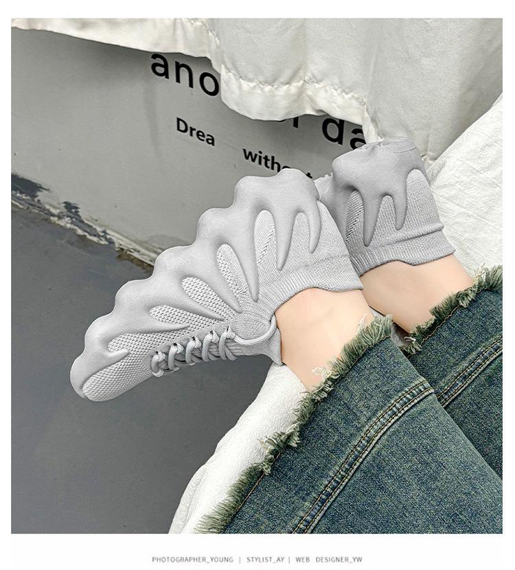 Letní dámské ponožkové tenisky Flyknit - Korejský styl, Všestranné, Ležérní trendy tatínkovské boty