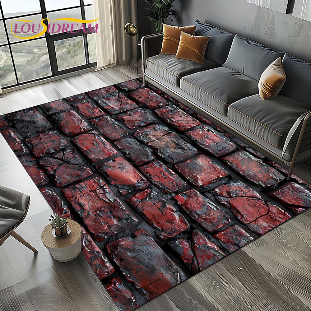 2025 New Style Brick Stone Building Wall Originality Rug Carpet for Living Room Bedroom Home Decor,kid Non-slip for Sofa Doormat