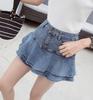 2023 Summer High-Waist Ruffled Denim Skirt Shorts for Petite Women: Sweet & Slimming