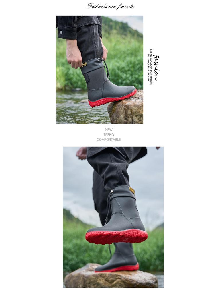 Schwarze wasserdichte Gummi-Regenstiefel mit langem Schaft - Verschleißfeste Outdoor-Sommerschuhe