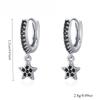 Black Awn Black Stars Long Drop Earrings