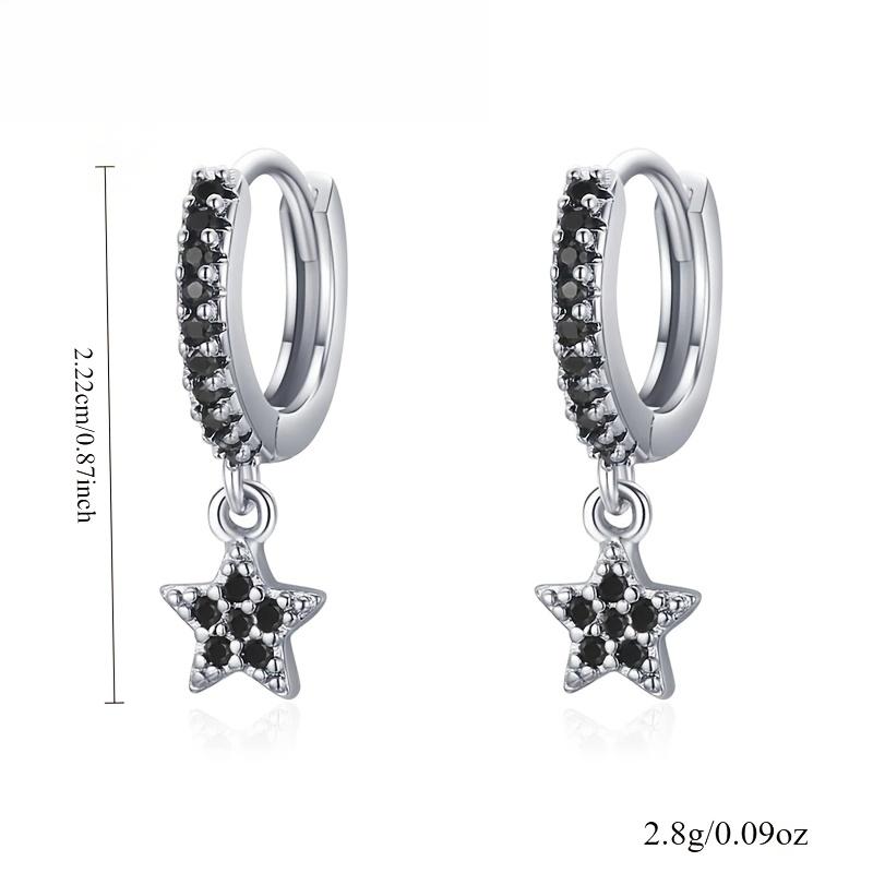 Black Awn Black Stars Long Drop Earrings