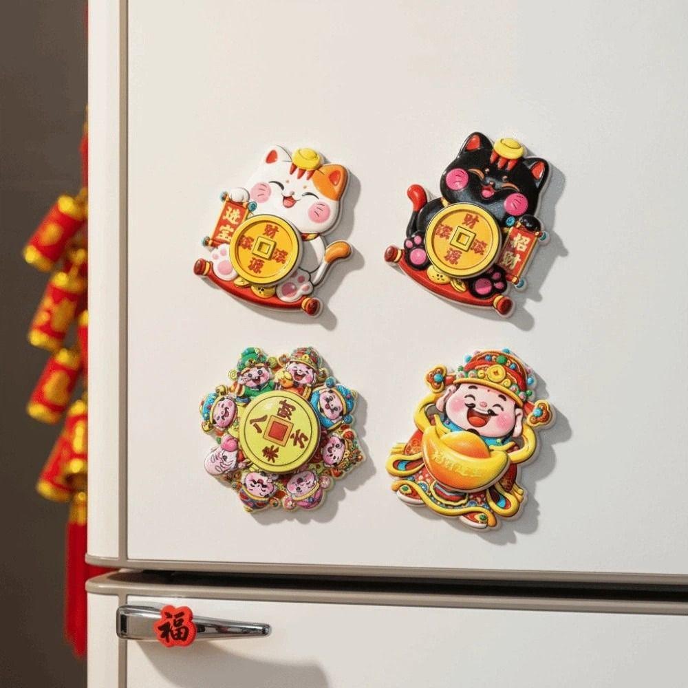 Rotatable 3D Refrigerator Magnets Cartoon Refrigerator Decorative Magnet  New Year Decoration