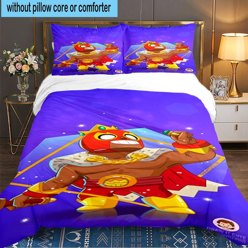 3PCS Brawl Stars Bedding Set,Including 1pc Duvet Cover And 2pcs Pillowcases Perfect for Bedroom, Dormitory, Large size Fan Christmas gift