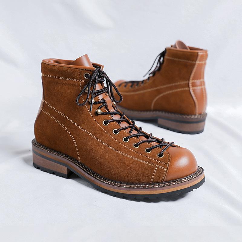 

2025 Американские ретро рабочие ботинки Ботинки Мартин мужские средней высоты осенне-зимние кожаные ботинки локомотивный коричневый модная обувь 20258-R 44 светло-коричневого