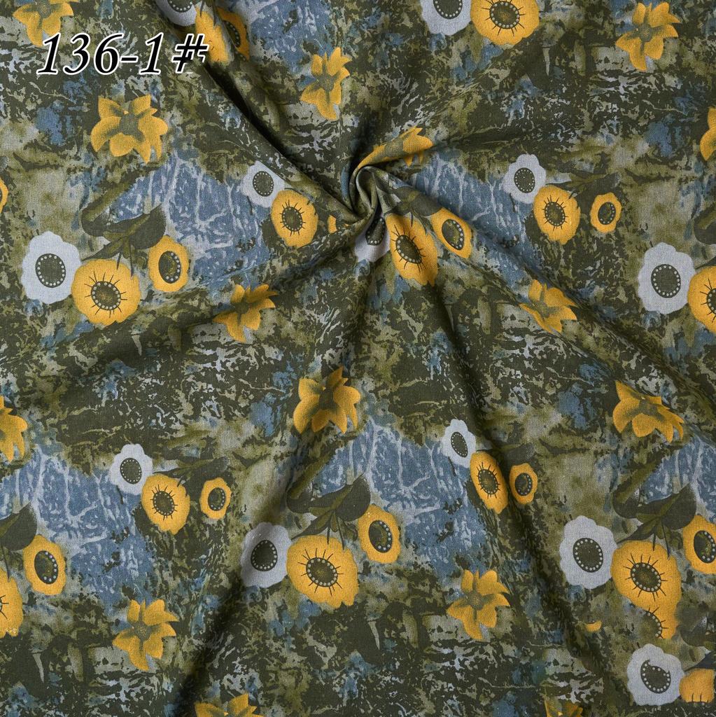 145x100cm Cotton Linen Small Floral Printed Fabric For Women's Clothing, Decorative Fabric DIY Handmade Sewing Cloth Fabric