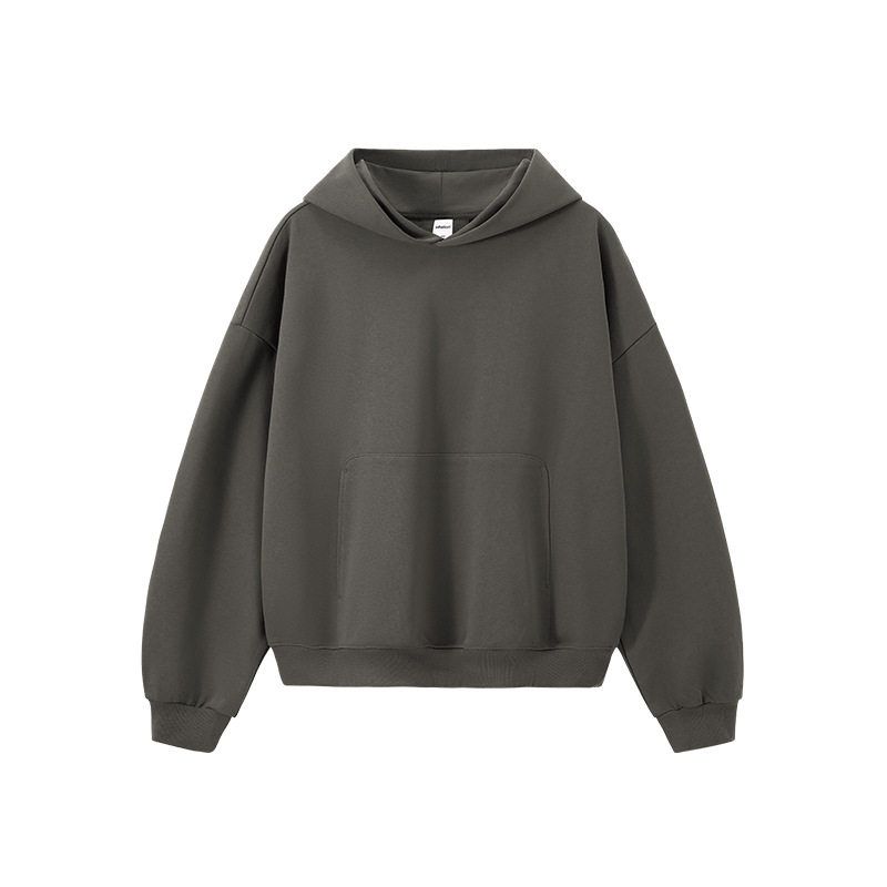 

American Street Style Boxy Short Dragon Scale Hooded Sweatshirt for Men and Women, 2025 Autumn Trendy Brand, 380g Loose Fit, Height-Enhancing Hoodie Dark Gray M