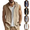 Men’s Sleeveless Hooded Button Down Shirt Lightweight Breathable Relaxed Fit Casual Summer Top with Pocket