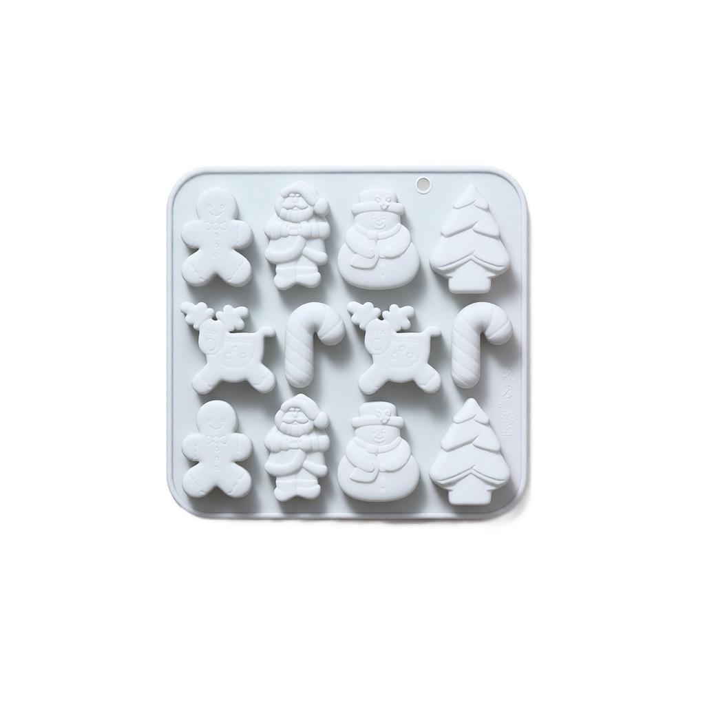 12-Cavity Christmas Themed Silicone Baking with 6 Shapes for and Chocolate Making