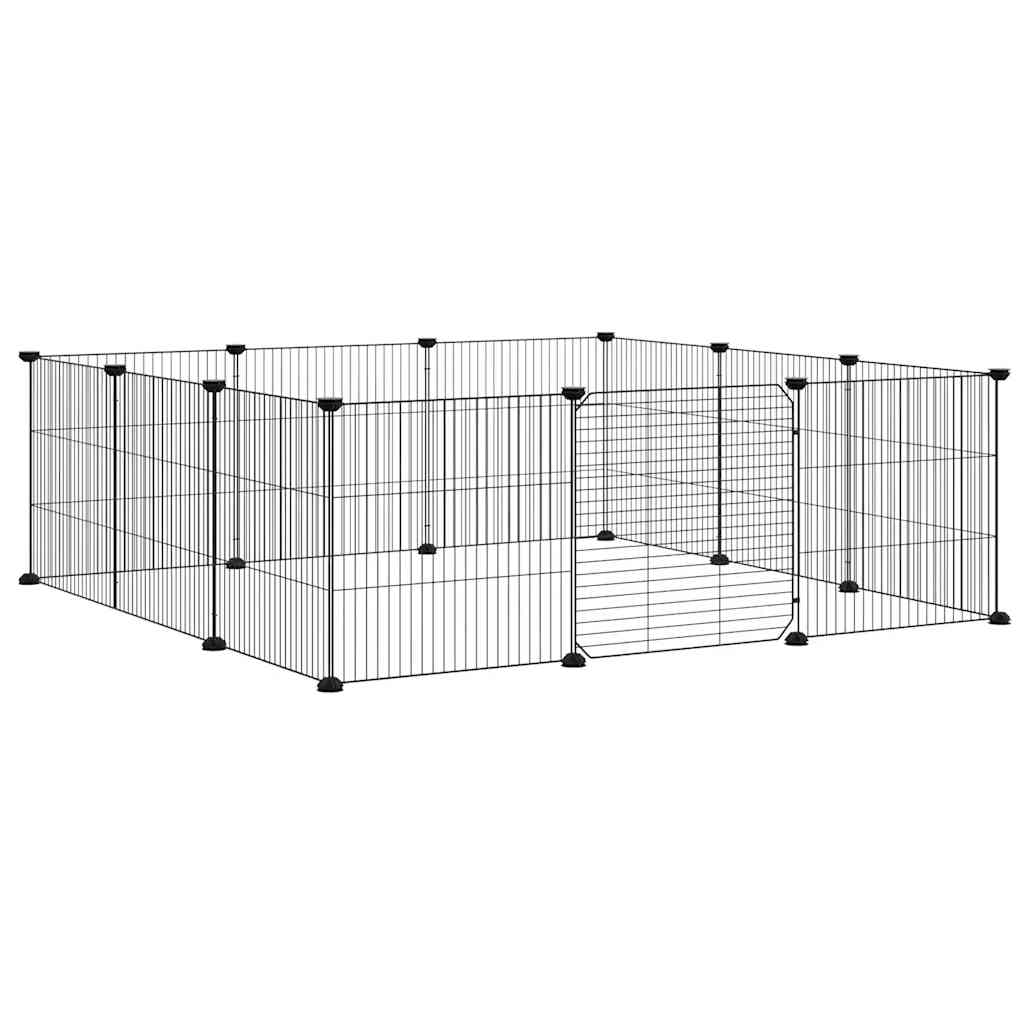 12 Panel Pet Cage with Door Black 35 x 35 cm Steel