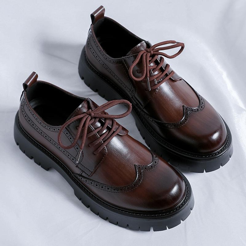 Moda Moda Męskie Casualowe Skórzane Buty Brytyjskie Biznesowe Buty Klasyczne Męskie Sznurowane Oksfordy Eleganckie Obuwie Brogowe Trampki