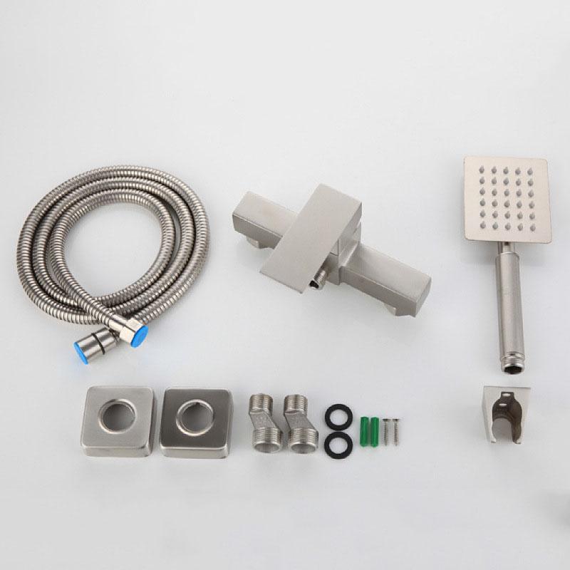304 Stainless Steel Shower Set Nickel Hot And Cold Mixer Water Shower Faucet Bathroom Square Bathtub Faucet Shower Faucets Set