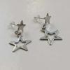 Fashion Simple Silver Color Stainless Steel Hollowed-out Five-pointed Star Pendant Star Stud Earrings for Women Piercing Jewelry