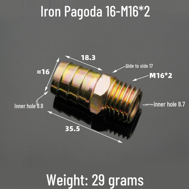 Iron-Plated Threaded Pagoda Hose Connector - Fits 1/2, 3/4, 3/8, 1/4, 1 Inch