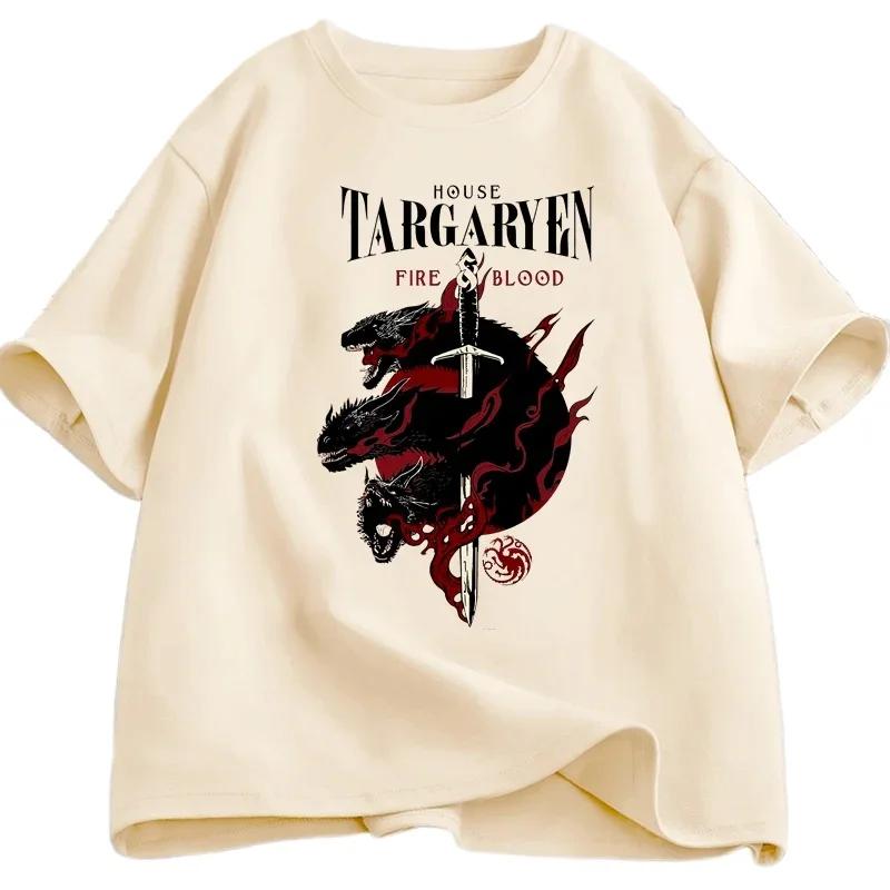 House Targaryen T Shirt Fire and Blood T-Shirt GOT Men T-shirt Fashion Short Sleeve Casual Printed Tee Shirt Street Wear Summer