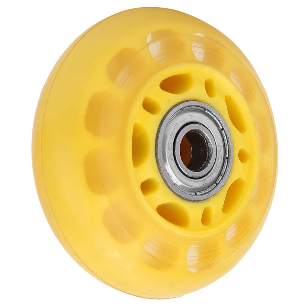 Casters Wheel Yellow Transparent PU with 608ZZ Bearing Luggage Cart Skates Accessories 64x24x8mm