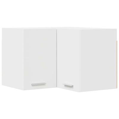 Wall Mounted Corner Cabinet with Storage White 57 X 57 X 40 Cm Particleboard