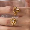 Uworld Star Heart Zircon Hollow Open Rings For Women Minimalist 18K Gold PVD Plated Stainless Steel Rings Fashion Jewelry Gift