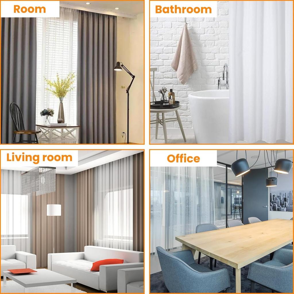 120 Pcs Shower Curtain Track Gliders & Curtain Hooks Set, Ceiling Mount Sliding Track S Shaped Metal Drapery Hooks and Plastic Rollers Sets for Drape