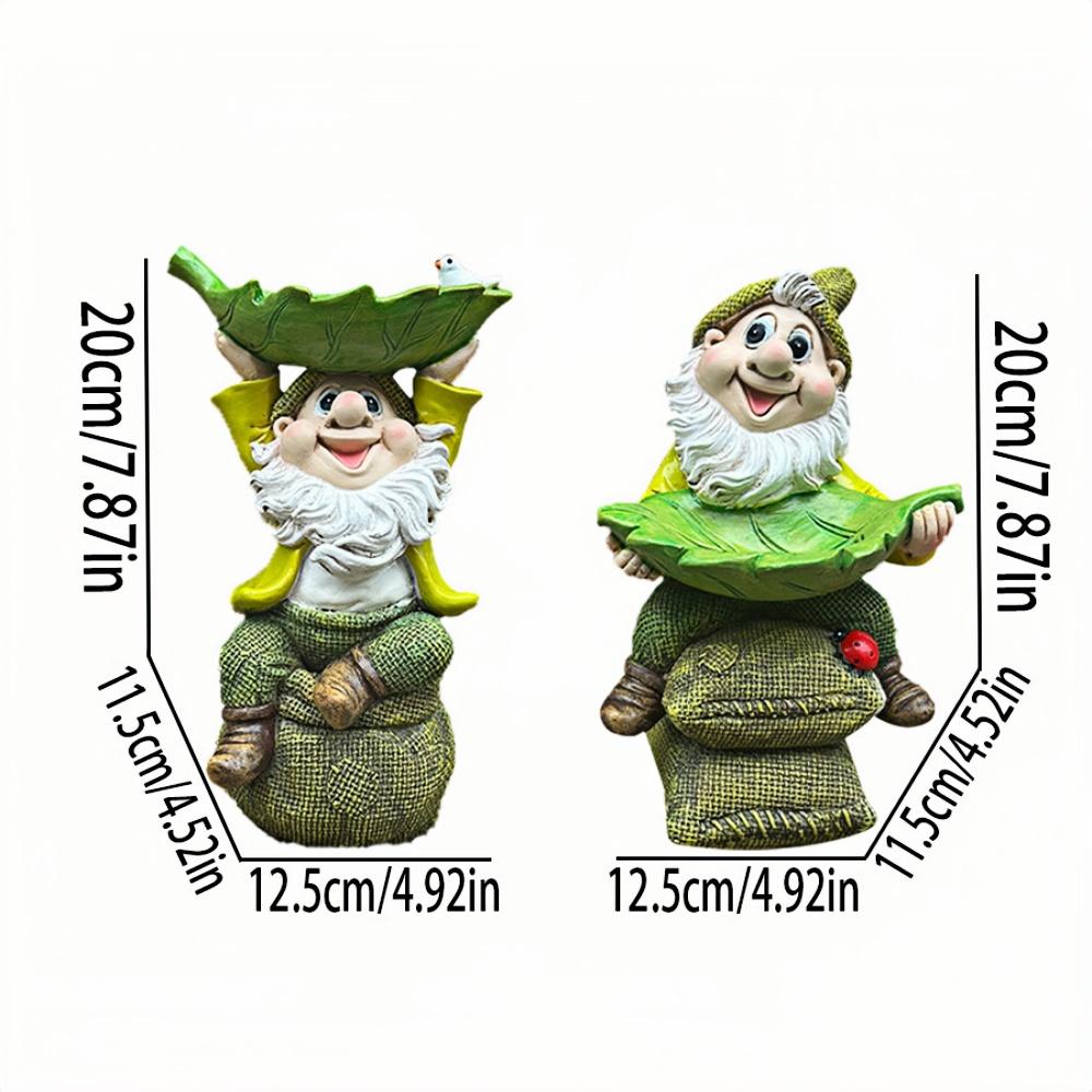 Dwarf Garden Sculpture Statue Multi functional Home Decoration Ornament Creative Bird Food Plate Green Plant Flower Pot