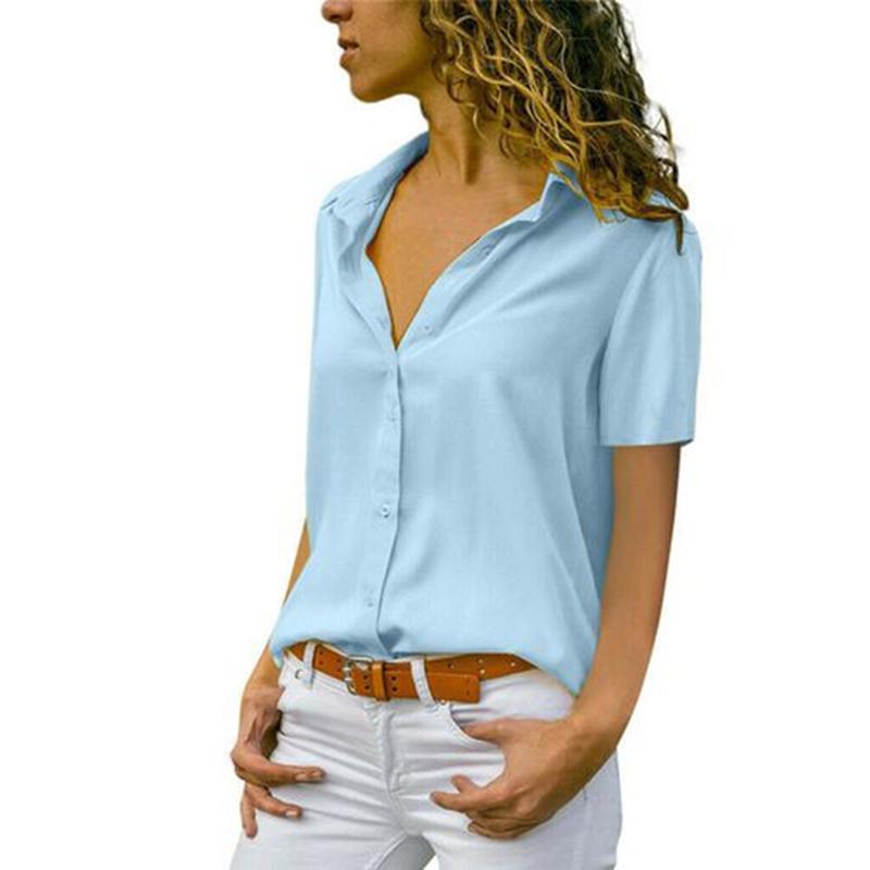 Buy Women Summer Short Sleeve Blouses V 