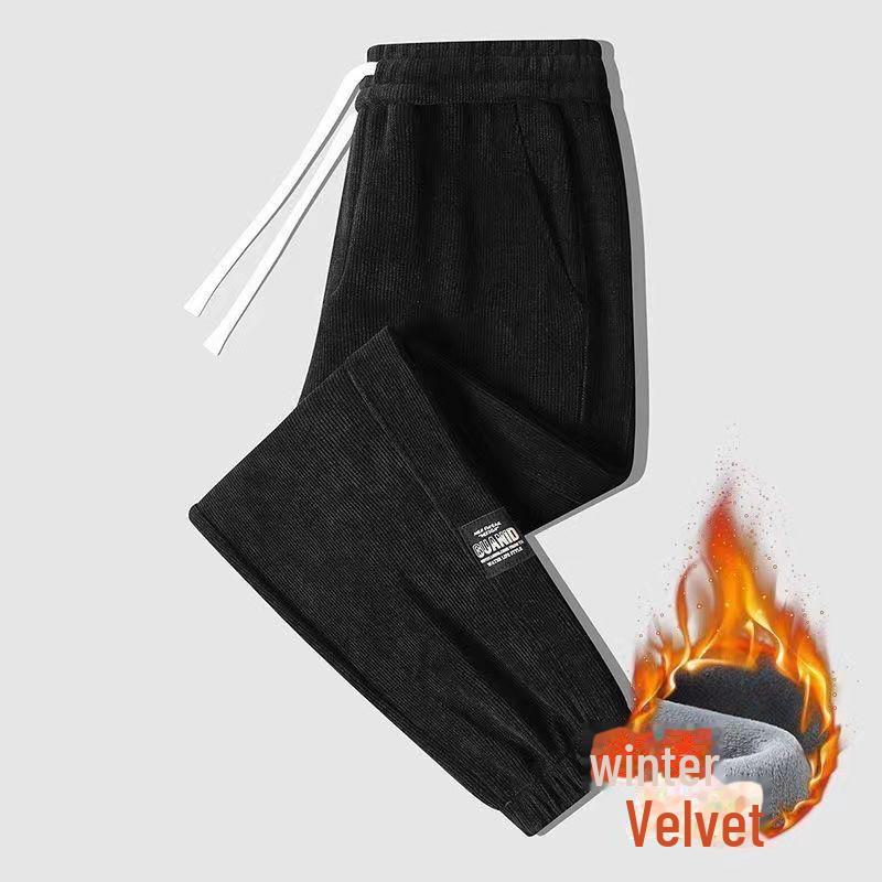 Men's Corduroy Sweatpants with Velvet Lining – Winter-Ready Chenille Casual Wear for Spring and Autumn