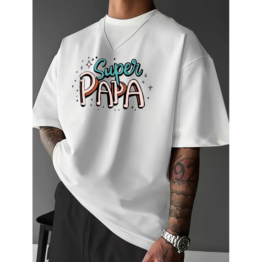 

Super Papa T-Shirt,Soft Breathable & Fade-Resistant, Classic Fit for Daily Casual Wear XXL білий