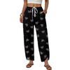 Dames Broek met Trekkoord en Wijde Pijpen met Print - Losse Pasvorm Rechte Pijp Casual Broek voor Dagelijks Gebruik