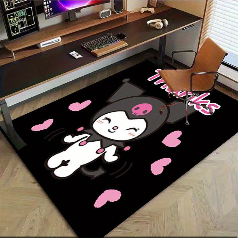 1pc Sanrio Kuromi Mermaid Printed Office Carpet Rectangle Rug Under The Table,Perfect Room Decor for Living Room, Bedroom, Kitchen, Non-slip Floor Mat