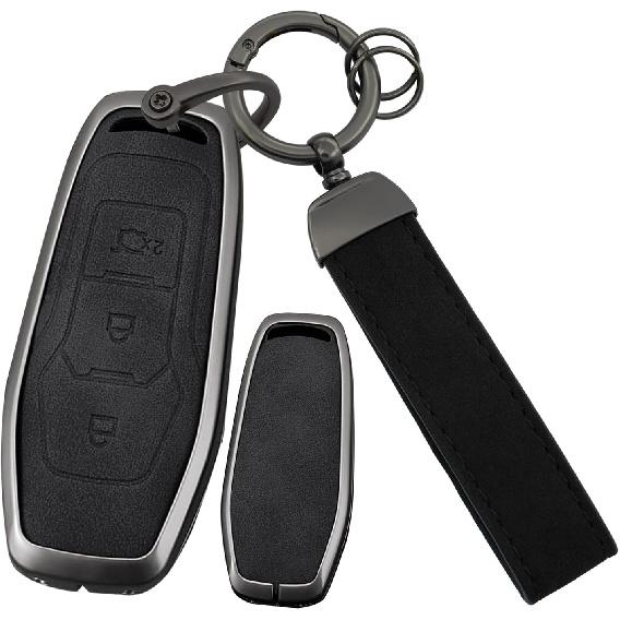 ontto 3-Button Flip Folding Car Key Cover Compatible with Ford for F150 for F250 Focus 3 Escort Kuga Everest Fiesta Mustang Edge MKV S-MAX Fusion A-black