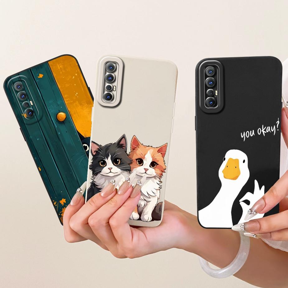 For Oppo Reno3 Pro 4G Case CPH2035 CPH2037 Cute Cat Duck Cartoon Cover Soft TPU Phone Case For Oppo Reno 3 Pro 5G CPH2009 Fundas