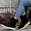Botas de nieve de invierno nuevas con punta redonda y suela de bizcocho con boca peluda para mujer 2024, nuevo estilo de invierno con zapatos de algodón de tubo corto y cálidos afelpados