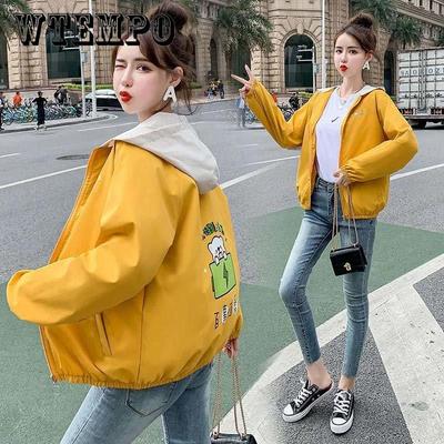Frühling und Herbst Mit Kapuze Casual Windbreaker Lose Alle-spiel Baseball Uniform Jacke Frauen