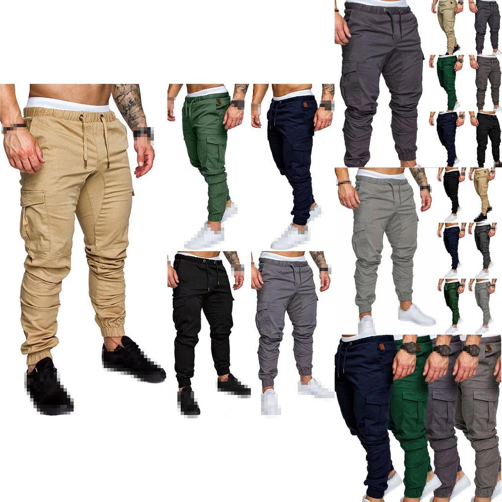 Mens Urban Fashion Slim Fit Zipper Shirring Twill Cargo Jogger Pants In Premium Quality Cotton Blend