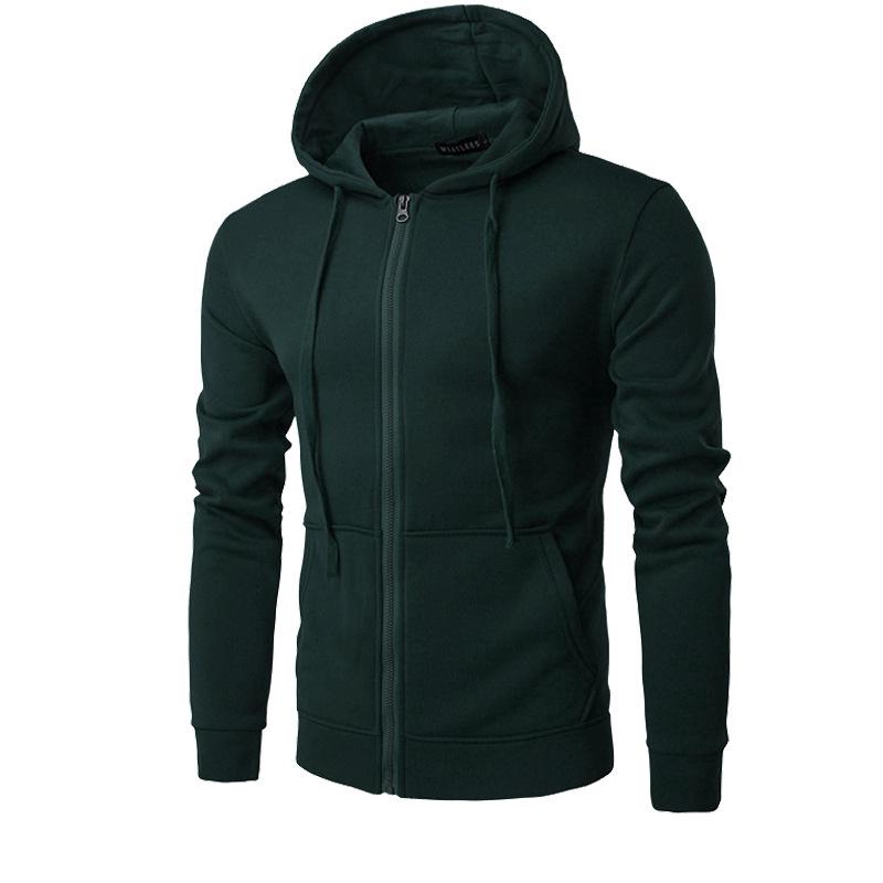Unisex Solid Color Fleece Hoodie Cardigan - Autumn/Winter Zipper Sweatshirt, 15 Colors Available