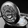 Black Vintage Skeleton Engraved Mechanical Pocket Watch with Chain Fashion Men Women Hand Winding Blue Roman Numerals Clock