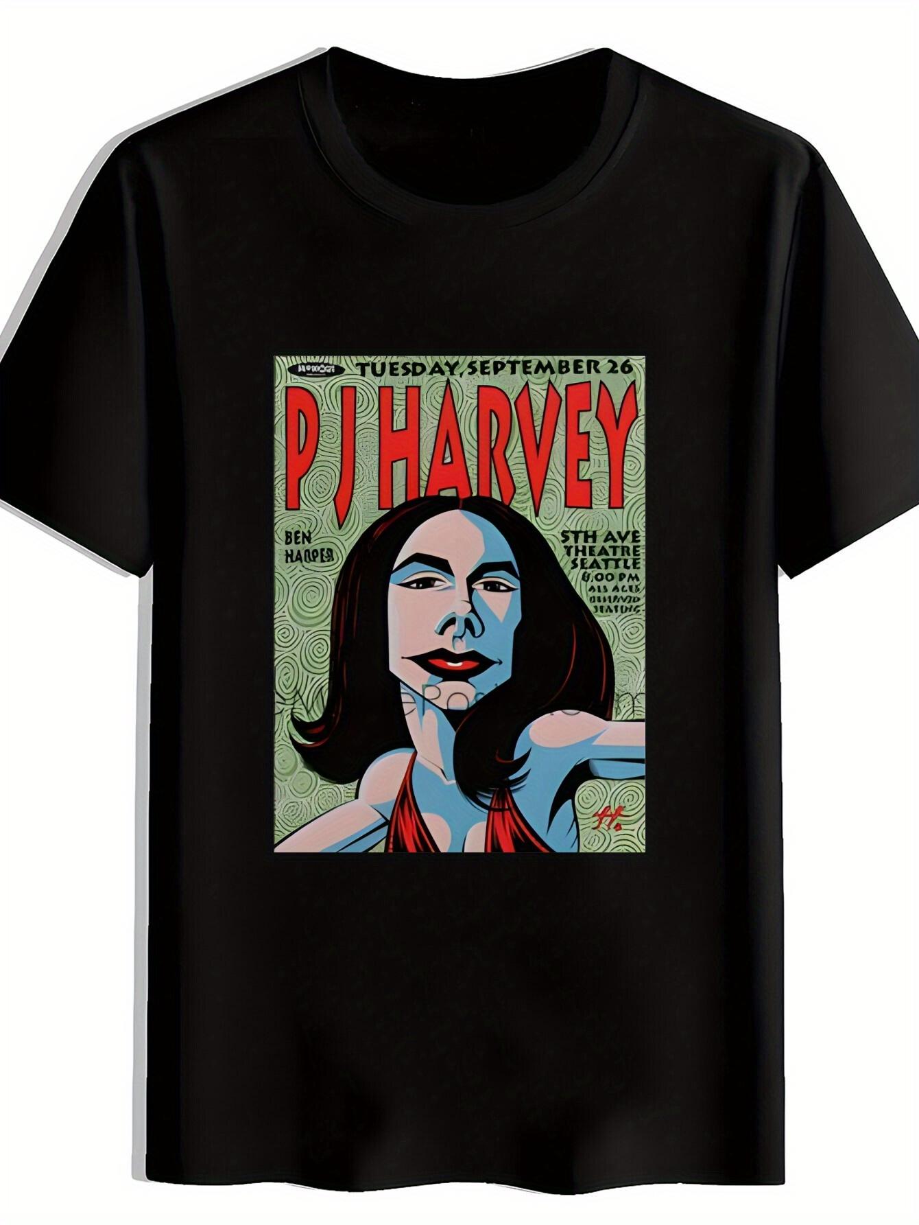 Vintage PJ Harvey Graphic Print T-shirt - Black Retro Music Poster Design XXL