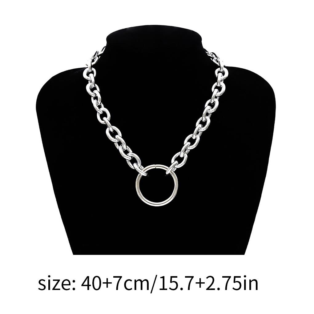 Simple Thick Lock Chain Geometric Hollow Circle Punk Necklace Fashion Jewelry
