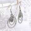 Ethnic Silver Color Metal Round Earrings Personality Retro Geometry Make Old Spiral Dangle Earrings for Women Accessories