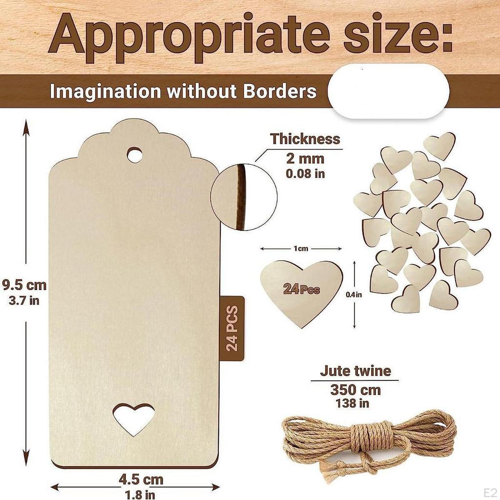 24x Blank Wood Tags Price with Holes Marking Writable Present Slices for DIY