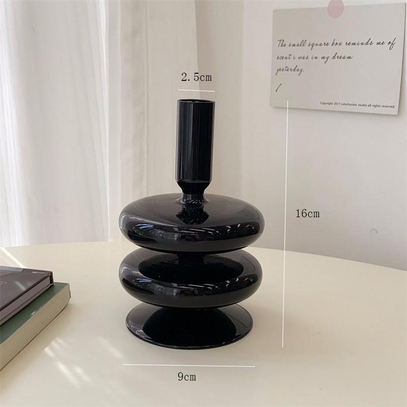 Nordic Black Glass Candle Holder: Luxurious Home Decor for Living Room Desktop