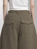 Lupeu Studded Back Pocket Cotton Balloon Long Pants Brown