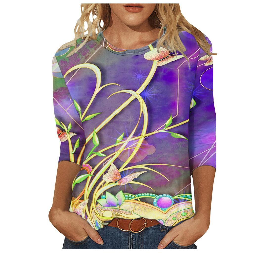 Long Sleeved Glamorous Mask Patterned Top Carnival Themed Printed Women's T-shirts