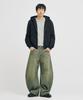 Takeasy [Crop T-Shirt Added] Eyelet Crop Zip-Up Hoodie (Black)