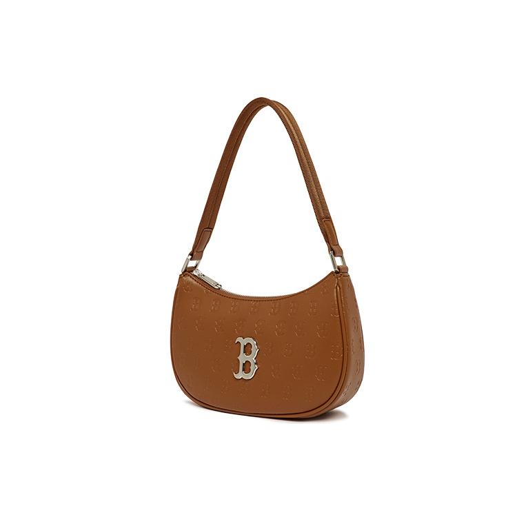 New MLB Monogram Collection Polyester Shoulder Bag Hobo Bag Handbag Shoulder Bag Unisex Coffee Brown 3ABQS022N-43BRS