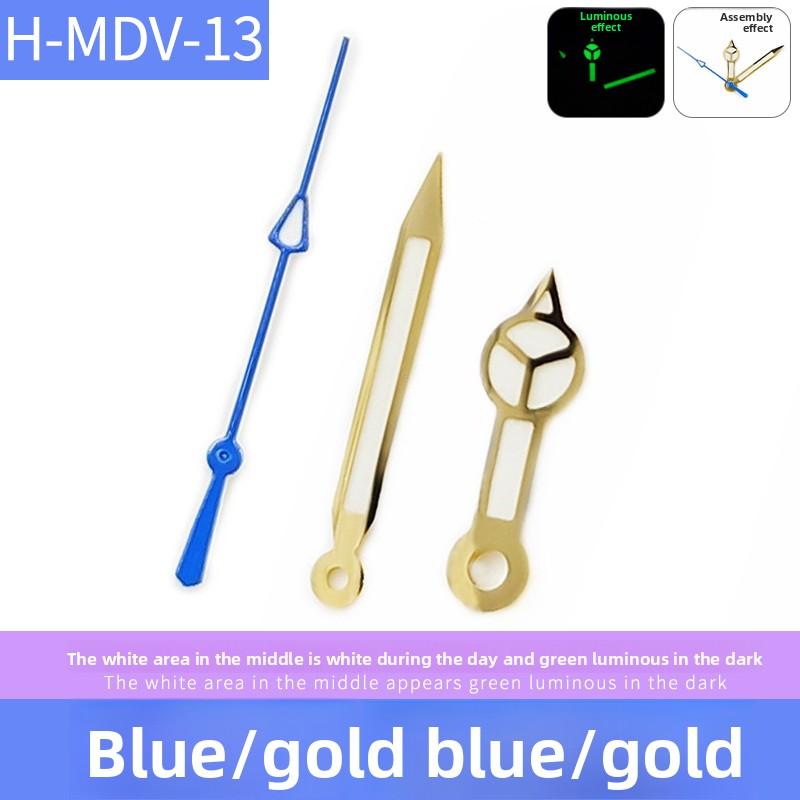Gold pointer For Casio Marlin MDV-106 watch Green Luminous Watch Movement hour Modified MDV106 watch dial minute second hands