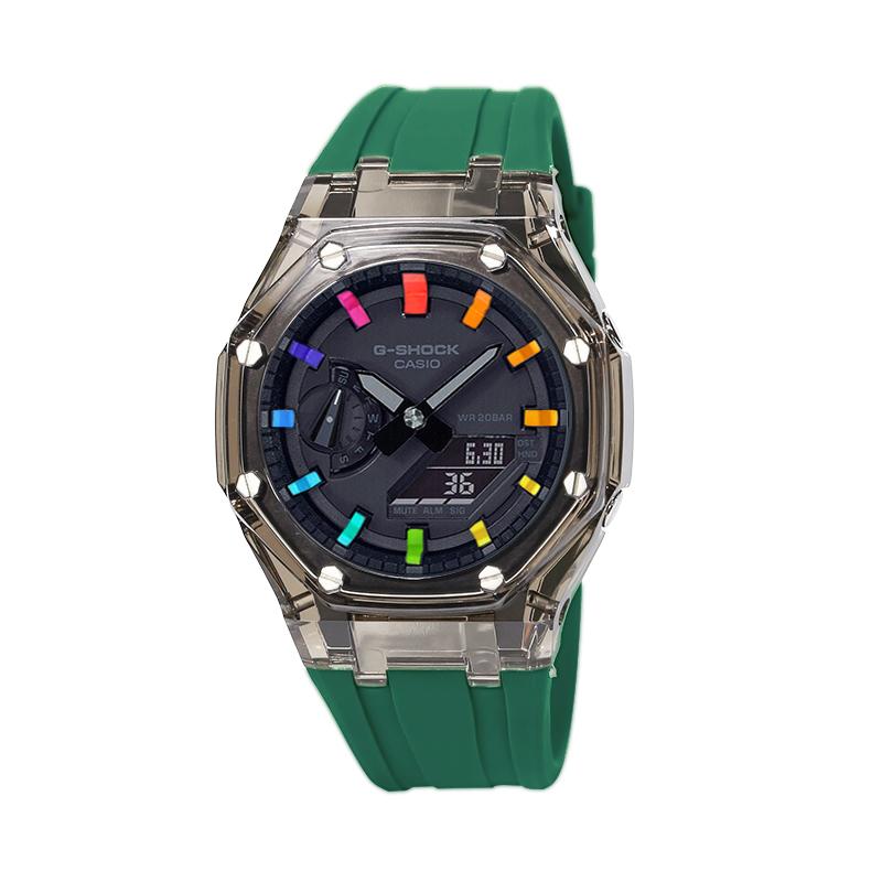 Casio Unisex Liquid Crystal/Analog Dual Display Series Black Watch GA-2100-1A1(Watch4--)