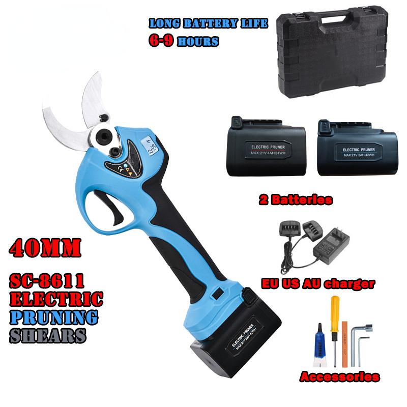 21V 40mm Lithium-ion Pruning Shear Efficient Scissors Bonsai Tree Branches Garden Tools Cordless Portable Electric Pruner