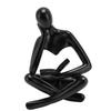 Thinker Reading Statue Resin Sitting Figure Abstract Art Ornament for Living Room Cabinet Decoration Black
